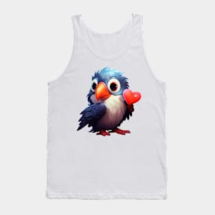 Valentine Tropical Bird Holding Heart Tank Top